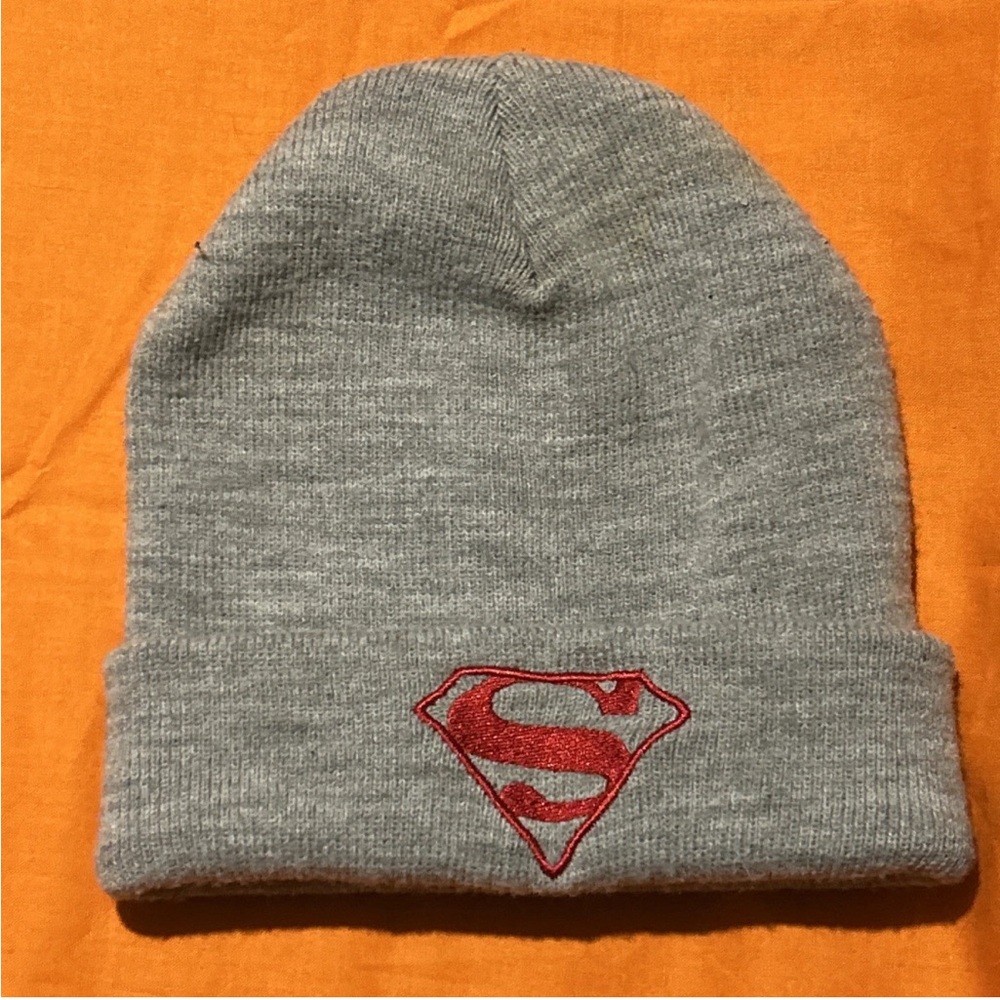 DC Comics Gray and Red Superman Knit Beanie